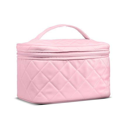 Boxă Cosmetică Gillian Jones, Beauty Box din Nilon Cu Textură Quiltată, Roz