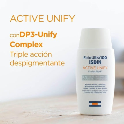 Crema de fata cu protectie solara, ISDIN, FotoUltra 100 Active Unify SPF 50+, 50ml
