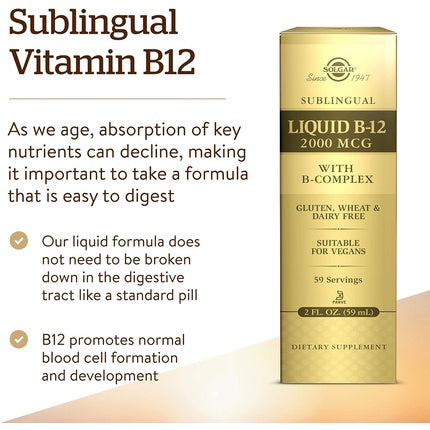 Supliment Alimentar Solgar, Liquid B-12 2000 mcg cu Complex B