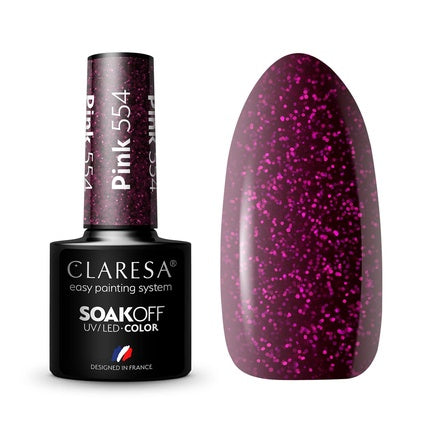 Lac Unghii Gel Polish Claresa, Hybrid Manicure Soak Off, Culoare Roz 554, 5ml
