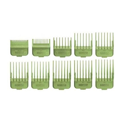 Set 10 piepteni pentru cliper Monster, verde, plastic, accesorii complete