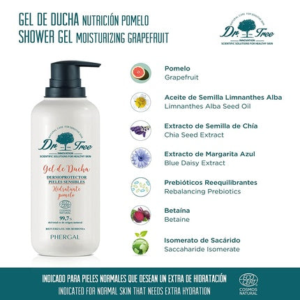 Gel de duș Dr. Tree, piele sensibilă, 500ml, grapefruit