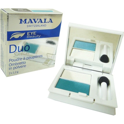 Pudră de ochi Mavala Eye Beauty Duo Satin 01 Aqua, ambalaj compact, aplicator inclus