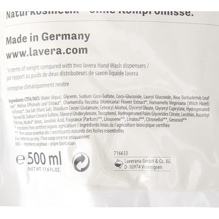 Șampon de mână Lavera Basis Sensitive, 500 ml, reumplere