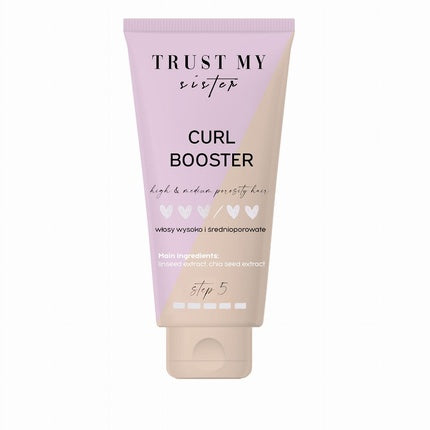 Gel de coafat, Trust My Sister, Curl Booster, păr ondulat și creț, ambalaj roz-bej