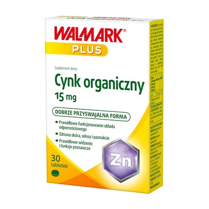 Walmark Plus Cynk Organic, Supliment Dietar, Zinc, 15 mg, 30 Tablete