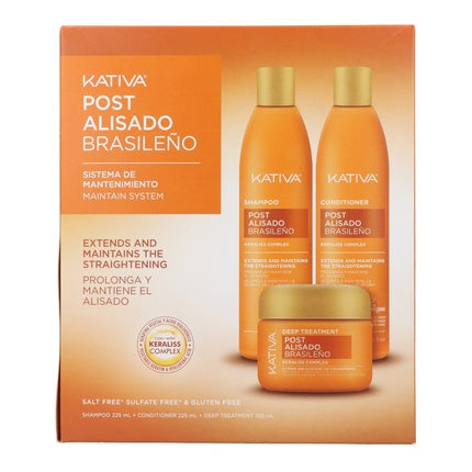 Set Îngrijire Păr Kativa, Post Alisare Braziliană, Șampon, Condiționer și Tratament