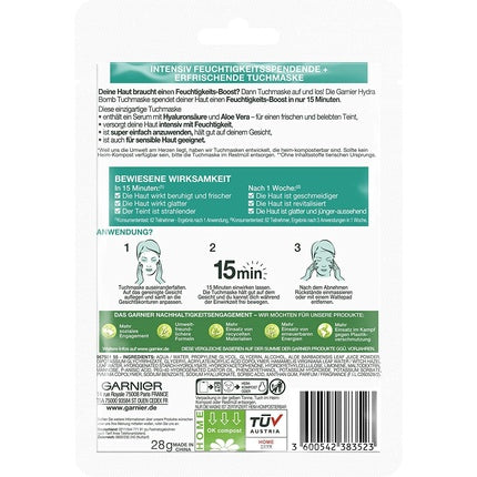 Masca de față Garnier Hydra Bomb cu Aloe Vera pentru hidratare intensă
