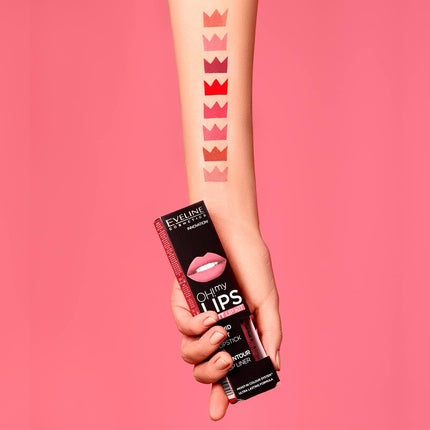 Ruj lichid mat si creion, Eveline Cosmetics, 02 Milky Chocolate