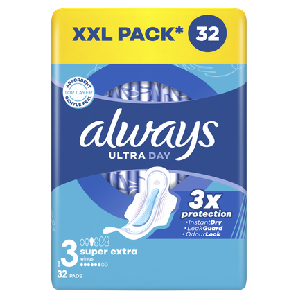 Șervețele sanitare Always Ultra Day Super Extra, 32 buc, cu aripi