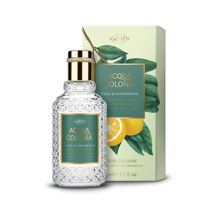 Eau de Cologne Acqua Colonia Yuzu & Cedarwood, 50 ml, design cristal cu etichetă verde
