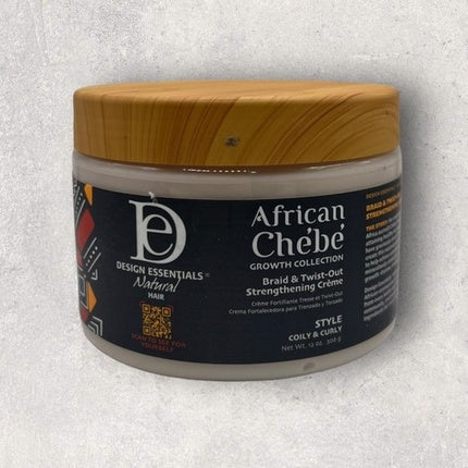 Cremă de styling Design Essentials African Chebe Braid & Twistout Strengthening Cream 12oz