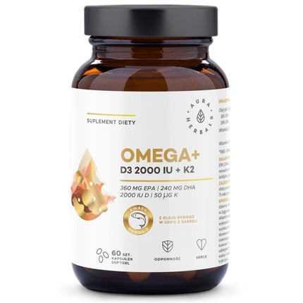 Supliment Dietetic Aura Herbals Omega+ D3 + K2, 60 Capsule