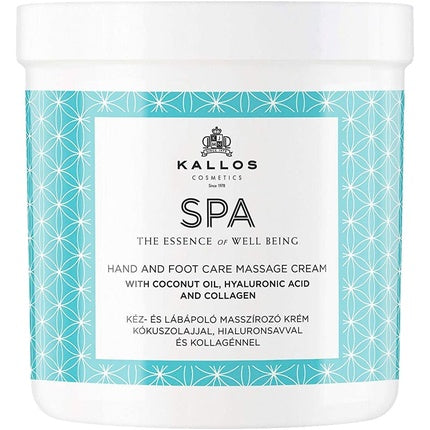 Cremă pentru mâini și picioare, Kallos Spa, ulei de cocos, colagen, 500ml