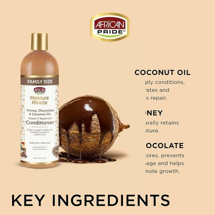 Condiționer African Pride Moisture Miracle Honey Chocolate Coconut Oil, 453g