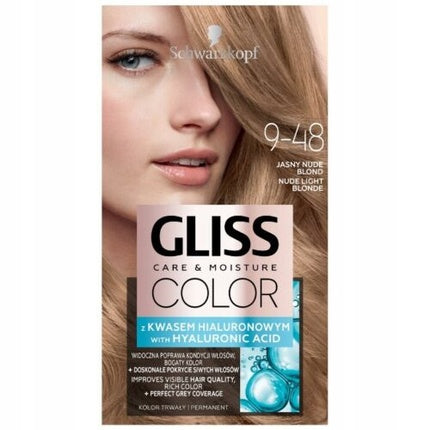 Vopsea de păr Schwarzkopf Gliss Kur Color Care & Moisture, 9-48 Light Nude Blonde, cu Acid Hialuronic
