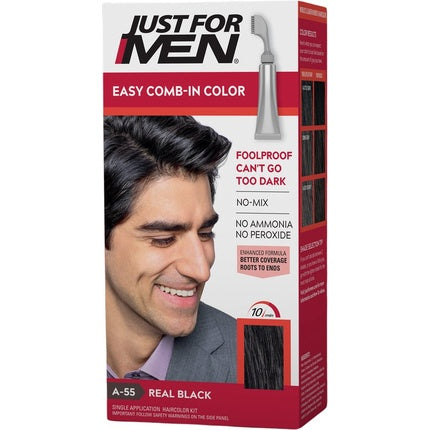 Vopsea de păr pentru bărbați Just For Men Autostop A55, culoare negru, aplicator integrat