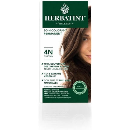 Vopsea de păr permanentă, Herbatint, extracte din 5 plante, 150ml, castaniu