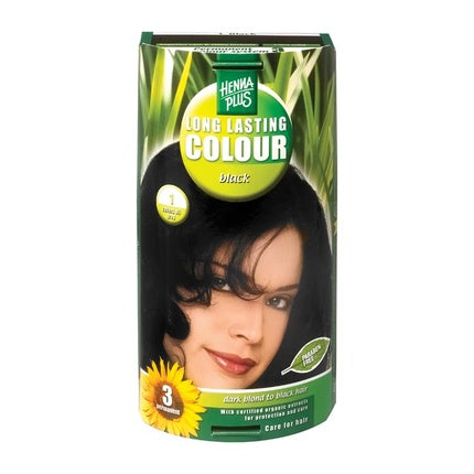 Hennaplus Lasting 1 Black, colorant păr, culoare neagră, 158g