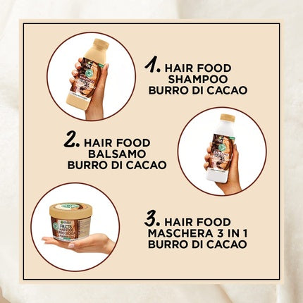 Balsam pentru păr, Garnier, Fructis Hair Food Unt de Cacao, 350ml