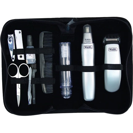 Trimmer pentru barbă, Wahl, set de voiaj, argintiu