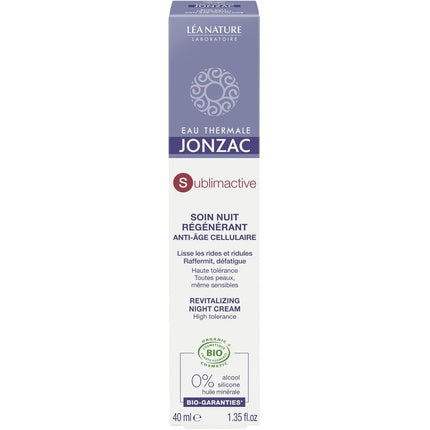 Cremă de noapte anti-îmbătrânire, Eau Thermale Jonzac, Sublimactive, Organic, 40 ml