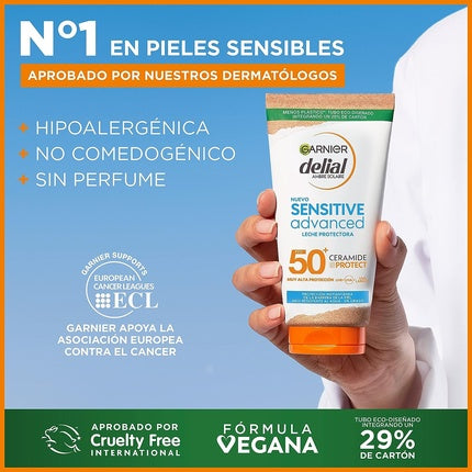 Lapte protecție solară, Garnier, Sensitive Advanced SPF50+, 200ml