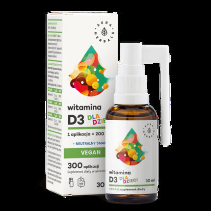 Vitamina D3 Vegan pentru Copii - Aura Herbals, 30ml