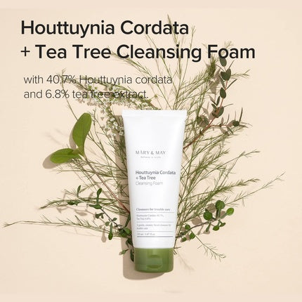 Spumă de Curățare Mary & May pentru Ten cu Probleme Houttuynia Cordata și Tea Tree, 150 ml