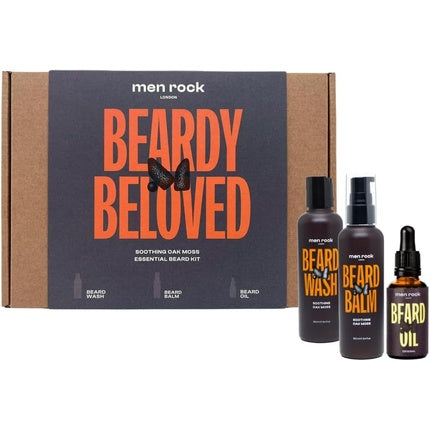 Set ingrijire barba, Men Rock, Wash, Balsam si Ulei, aroma muschi de stejar