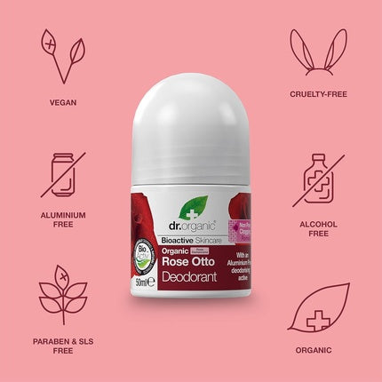 Deodorant, Dr Organic, Rose Otto, 50ml, Unisex, Alb