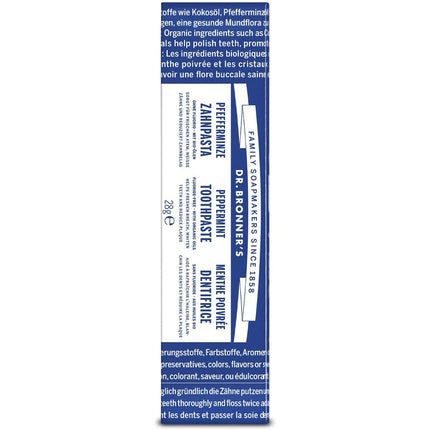 Pastă de dinți Dr. Bronner's Peppermint Travel Size, 28g
