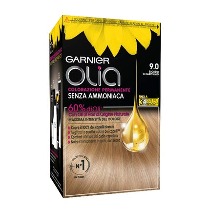 Vopsea de păr permanentă, Garnier, fără amoniac, 9.0 blond foarte deschis