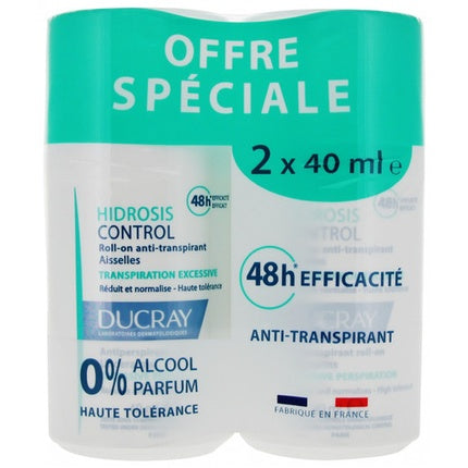 Ducray Hidrosis Control Roll-On Anti-Perspirant, 40ml x2