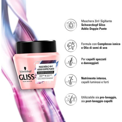 Masca de păr Schwarzkopf GLISS Adult Double Point, 300ml, roz