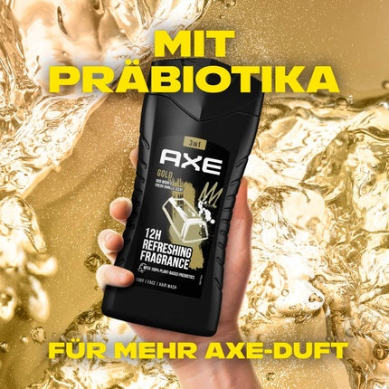 Gel de duș, Axe, Gold 3in1, negru, 250ml