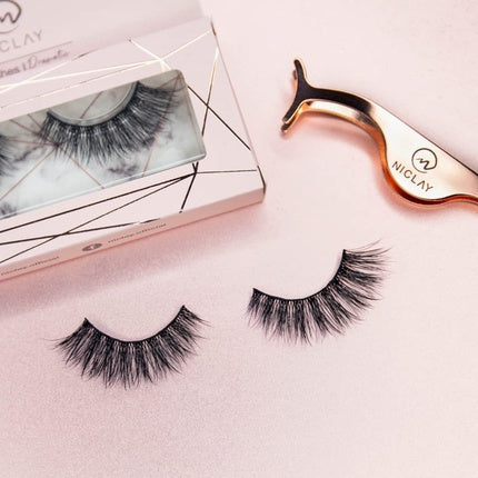 Gene False Niclay 3D Eyelash Peaches, Negru, Design Natural