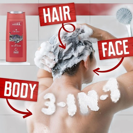 Gel de duș și șampon Old Spice Night Panther, 3 în 1 pentru corp, păr și față, 675 ml
