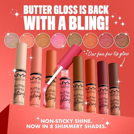Lip Gloss, NYX, Butter Gloss Bling, roz sclipitor