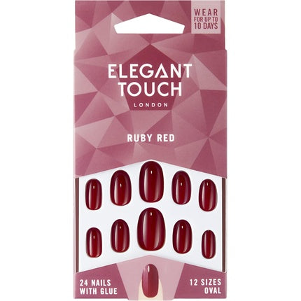 Unghii False, Elegant Touch, Ruby Red, Ovale