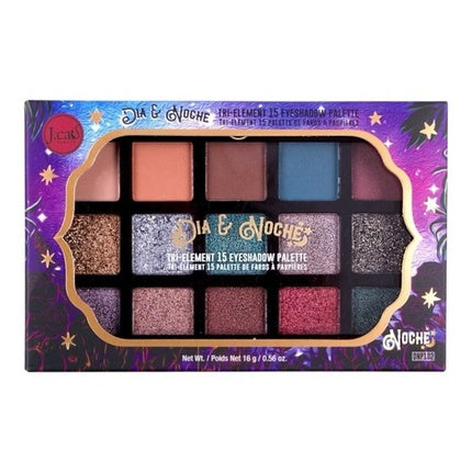 Pachet umbre ochi J.Cat Beauty, Dia & Noche, 15 culori, design galben
