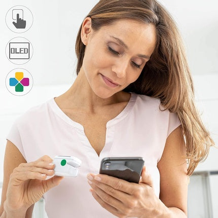 Pulsoximetru Medisana PM 100 Connect, ecran OLED, alb