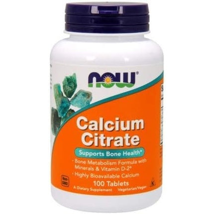 Supliment mineral, Now Foods, Calcium Citrate, 100 tablete, formulă cu Vitamina D2