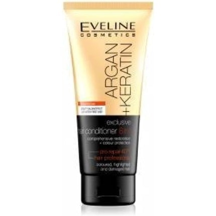 Condiționator de păr Eveline Cosmetics Argan + Keratin 8-in-1, 200 ml, galben-negru
