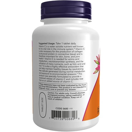Vitamina C, Now Foods, C-1000, eliberare sustinută, 100 tablete
