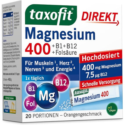 Granule Taxofit Magnesium 400 Direct, Portocală, 40 g