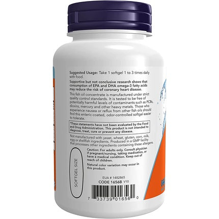 Supliment alimentar Omega-3, Now Foods, Molec-Distilled Softgels, 90 capsule