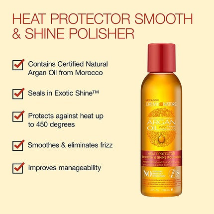Polisher pentru strălucire și protecție termică, Creme of Nature, ulei de argan, 118ml