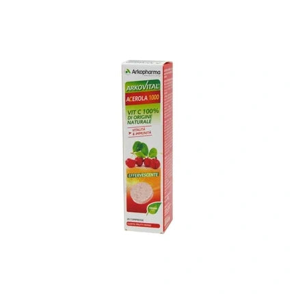 Tablete Effervescente Arkopharma Arkovital Acerola 1000, Vitamina C, Gust Fructe Roșii, 20 Bucăți