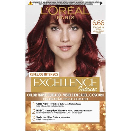 Vopsea de păr, L'Oréal, Excellence Intense, Roșu Aprins